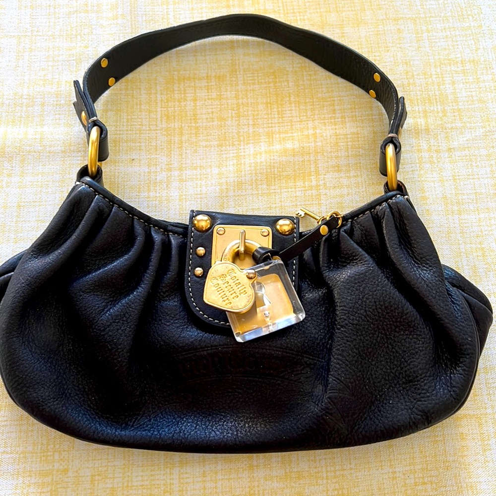 Vintage Juicy Couture small size black leather 👛 gold locker 🔐collection 🔥